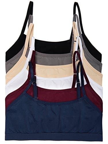 CC 6 Pack Big Girls Seamless Training Bra with Adjustable Straps (Large, 6PK Basics)