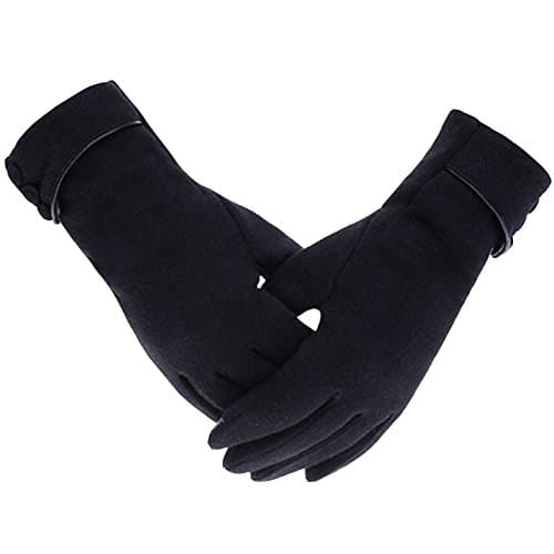 Cold Weather Gloves, BAISTEK Keep Warm Touchscreen Stretchy Windproof Thick Gloves (Black)
