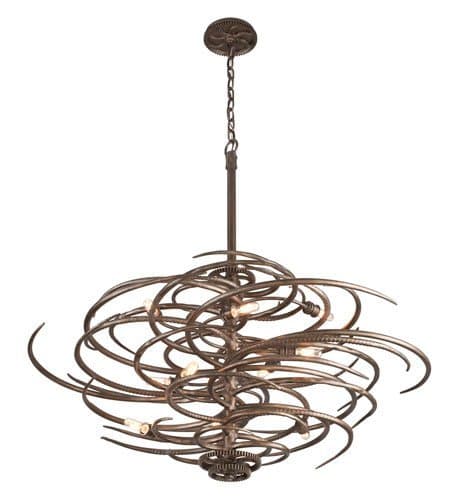 Pendants 10 Light With Reolution Bronze Finish Hand-Forged Iron Material Candelabra 30 inch Long 600 Watts