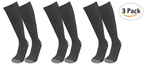 FDX Unisex 3-Pair Cushioned Athletic Recovery Workout Compression Socks (Black/Gray)