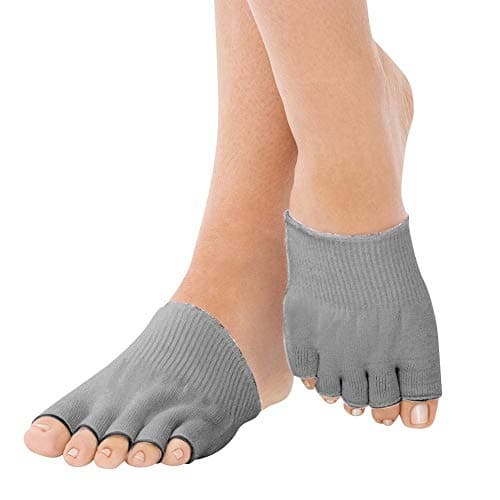 DevsWearGel Lined Compression Toe Separator Socks - Toes Separators Socks Spacer Dry Forefoot Cracked Skin Moisturizing Protector Sock (1 Pair Gray)