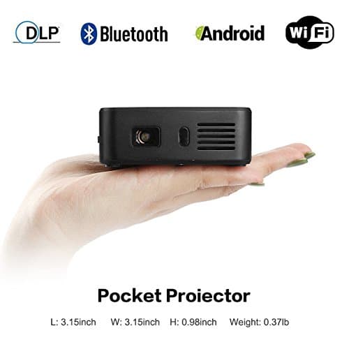 FastFox Mini DLP HD Projector 120 ANSI Lumen Support WIFI Airplay Bluetooth for Video Movie Music Black Color