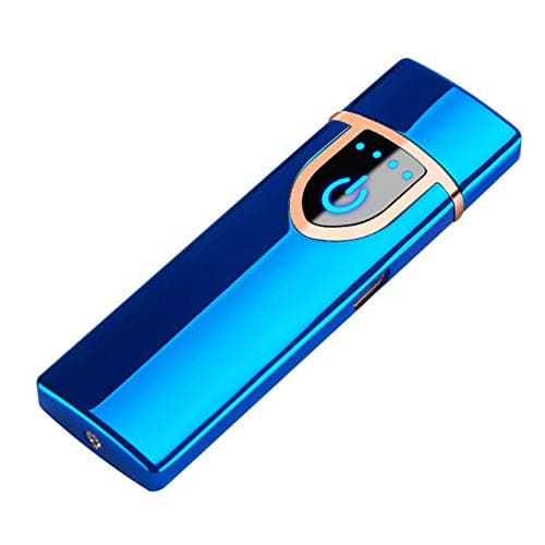 ypypiaol USB Rechargeable Lighter, Touch Sensor USB Rechargeable Windproof Flameless Electric Cigarette Lighter Tool,1 Pcs Blue