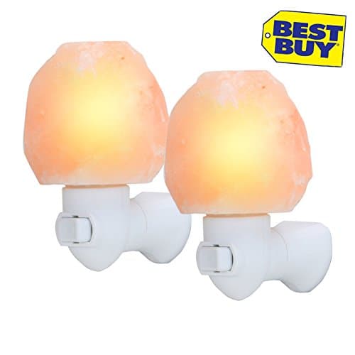 SCOMAS Salt Lamp, 2 Pack Natural Himalayan Rock Crystal Mini Hand Carved Natural Glow Pink Sea Crystal RockCarved Night Light 7W Safety with UL Approved Wall Plug for Air Purifying Bedroom Decoration