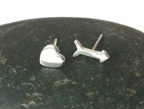 Sterling silver heart and arrow earring