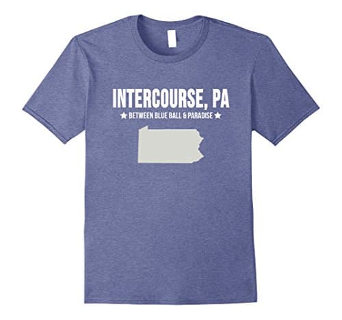 Mens Intercourse, PA Funny Shirt Medium Heather Blue