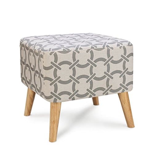 AIDELAI Bar Stool Chair- Solid Wood Change Shoe Stool Footstool Test Shoe Stool Round Upholstered Footstools 4 Wood Leg Pouffes Stool Fabric Cover Saddle Seat (Color : # 2)