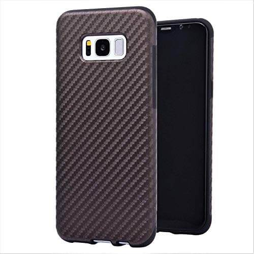Dejavux Galaxy S8 Plus Case Carbon Fiber Style Pattern Soft TPU Cover Shock Absorbing Shockproof Protective Case for Samsung Galaxy S8 Plus (Brown)