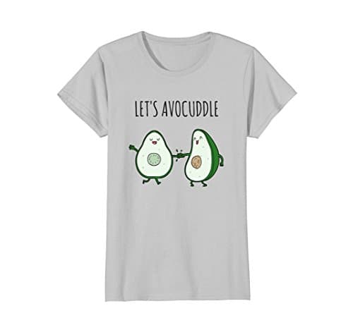 Womens Let's Avocuddle Avocado T-Shirt Small Silver