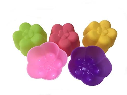 LRRH 10 Pcs Silicone Cake Mold Reusable Baking Cup / Muffin Cup Model / Cake Lining - Colorful, Non-stick / Heat Resistant (flower)