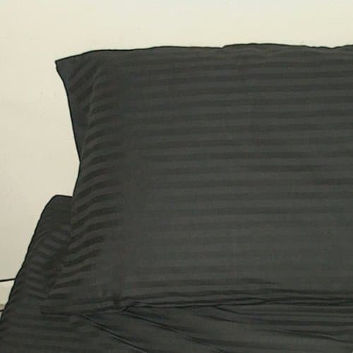 500 Thread Count Sateen Stripe Egyptian Cotton Pillow Case. Black (King Size) Set of 2