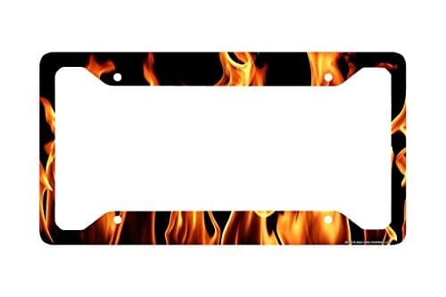 Airstrike Fire License Plate Frame, Fire License Plate Holder, Fire Car Tag Frame "Real Flames"-30-376