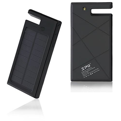 10000mAh Solar Charger with Phone Dock &amp; Flashlight Function, 10000mAh Portable Solar Power Bank, Rainproof Shockproof Solar Charger for iPhone, iPad, Samsung, Tablets, Camera, Black