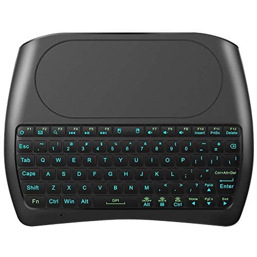 Backlit Mini Wireless Keyboard with Large Touchpad Mouse, Rechargable Li-ion Battery & Multi-Media Handheld Remote for PC/Google Android TV Box and More Computer Accessories