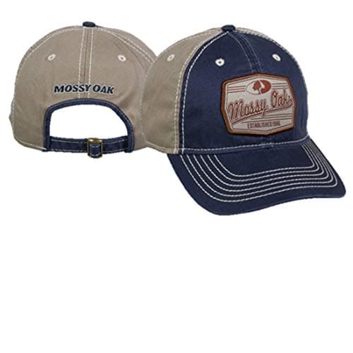 Mossy Oak Blue Khaki Cotton Patch Strap Back Hunting Hat