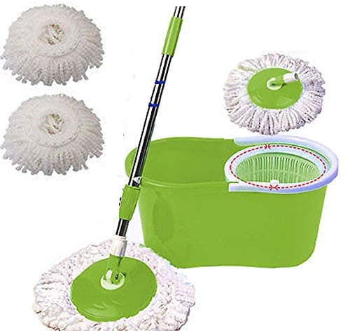 360°Rotating Head Easy Magic Floor Mop Bucket Head Microfiber Spinning Cleaner