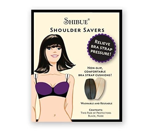 ShibueBra Strap Holders, Bra Strap Cushion, Bra Strap Holder, Bra Strap Holders Non Slip, Pack of 2 Pairs (Nude/Black)