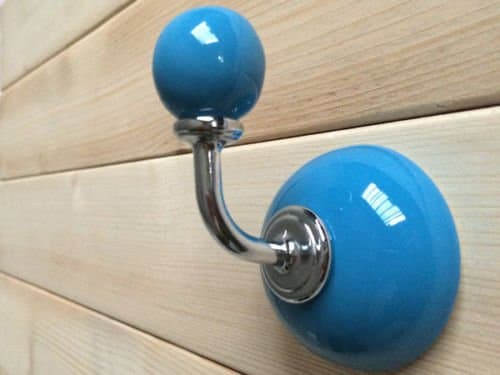 Decorative Hooks Wall Hooks Decorative Hooks Coat Hanger Towel Hanger Bathroom Hook Ceramic Blue 3.1" (80 mm)