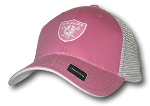 Oakland Raiders Pink with White Mesh Back Adjustable Hat Lid Cap
