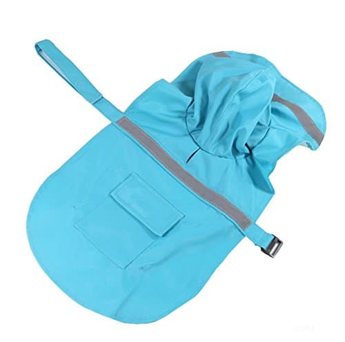 AooToo Dogs Polyester Adjustable Raincoat With Reflective Stripe(Lightblue, XL)