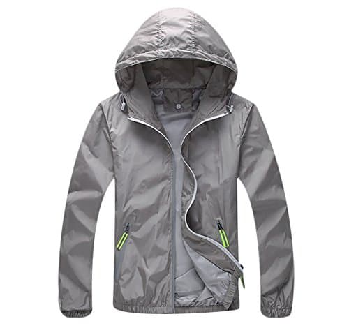 Super Lightweight Jacket Quick Dry Windbreaker UV Protect Coat Gray Medium