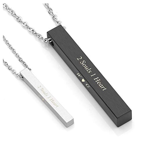 Personalized Master Free Engraving Custom Engraved Initial Name Stainless Steel Vertical Bar Couples Necklaces Birthday Gift