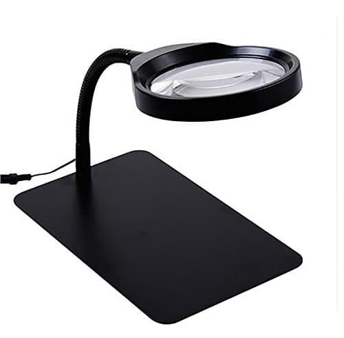 G&M Desktop Magnifying Glass LED Light Magnifier Desktop 10X Magnifying Glass With Led Lights Elderly Reading Maintenance Engraving Lamp High-Power HD