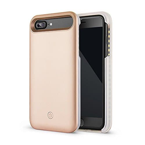 For iPhone 8 Plus Illuminated Cell Phone Case,for iPhone 7 Plus / 6 Plus /6S Plus Illuminated Case,Jopuzia New LED Selfie Light Up Luminous Case (Dimmable)(Gold)