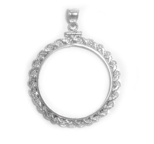 Sterling Silver English 1 Sovereign Rope Coin Bezel Frame Mount 22.02mm x 1.53mm