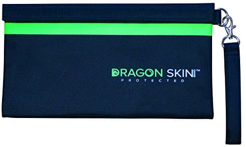 Smell Proof Bag Pouch Container - 11"x6" Carbon Lined Odor Resistant Bag Blocks Odors, Double Hook/Loop Closure, w/Wrist Strap (Black/Green)