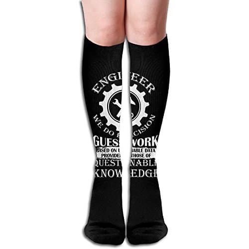 Cute DO WORK SON BlackRed Knee High Socks Performance Stockings For Men And Women,19.6inch
