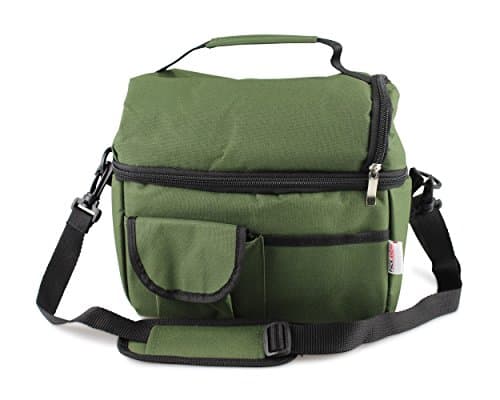 Pack Ahead Double Layer Insulated Lunch Bag - Portable Large Capacity with Adjustable Shoulder Strap (OLIVE GREEN)