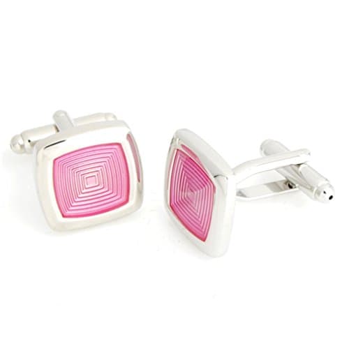IILLBEFINE Square Maze Pink Wedding Cufflinks