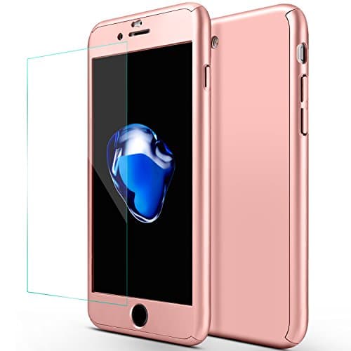 iphone 6S Plus Case,sxxissky 2-in-1 Ultra-thin Full Body Coverage Slim Hard Plastic with [Tempered Glass Screen] Protective Case Cover &amp; Skin for Apple iPhone6 Plus /6s Plus 5.5 Inch (Rose Gold)