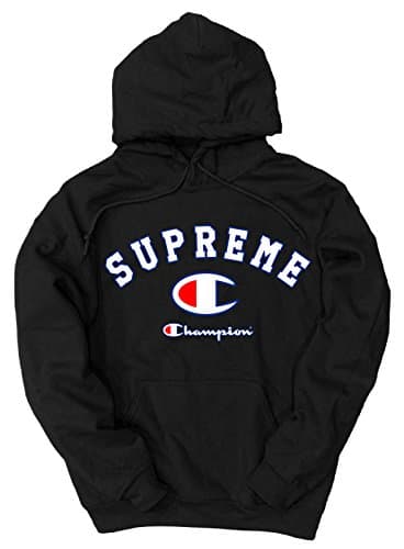 Champion Supreme White Logo Pullover Hoodie, Small Black