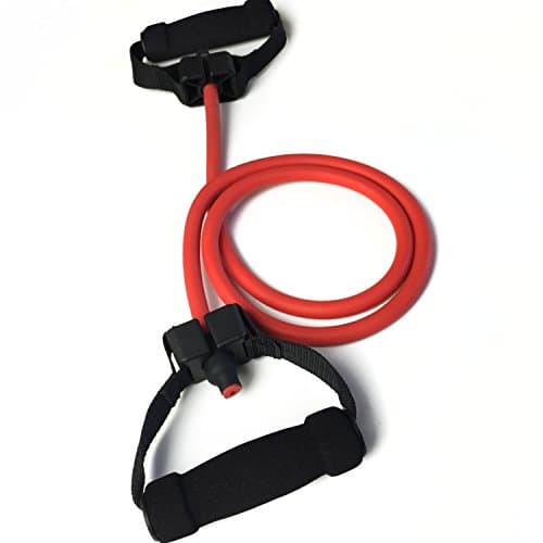 Quality Resistance Bands - Single And Adjustable Handles (Red (Heavy))