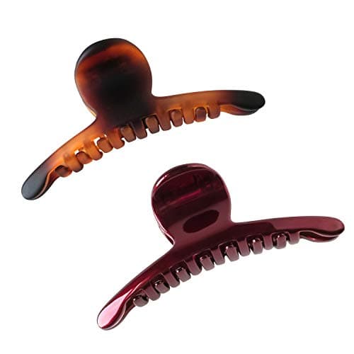 Zhooch Hair Claw Clip - Skinny Chic & Basic. Medium Size, Hair Jaw Clamp, Butterfly Hair Clip with Inner teeth, Low Profile, Premium quality, Painted Strong Hold Spring. (Burgundy + Brown Matte)
