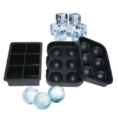 Ice Cube Trays Silicone Combo Mold - 1.8" Sphere Ice Ball Maker &amp; 1.9" Square Ice Cube Mold, Hotsalegobal Easy-Release Reusable Silicone Ice Cube Molds for Chilling Whisky Cocktail Beverage