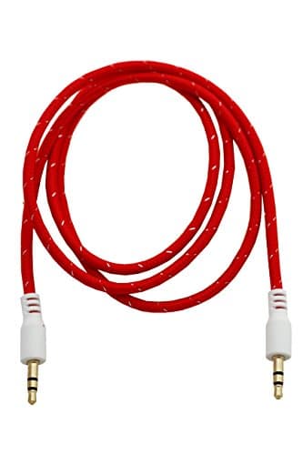Classic Auxiliary Audio Cable 3.5mm (3 Feet) - For Smart Phones, Headphones, Car Stereo, Home Audio, etc. (Male to Male) (Red)