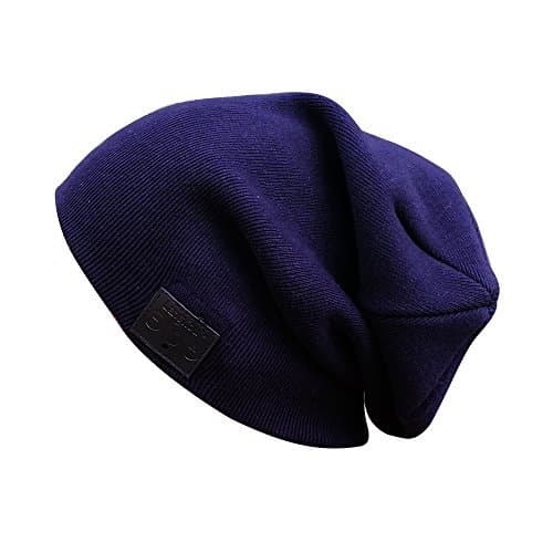 Langder Bluetooth 4.0 Slouch Winter Beanie Cap Headphone Handsfree 100% Cotton Soft Sport Hat Wireless Headset Warm Knitted Washable Blue