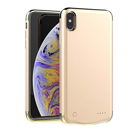 Obamono For iPhone Xs Max Battery Case 6000mAh Protective Rechargeable Portable Charging Case Charger Cover (Golden)
