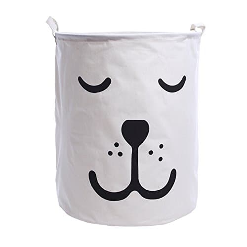 LONGTEAM Waterproof Laundry Hamper Laundry Basket Large Size 65L 15.75x15.75x19.69 Inches Storage Bag With Handle (Sleep Dog)