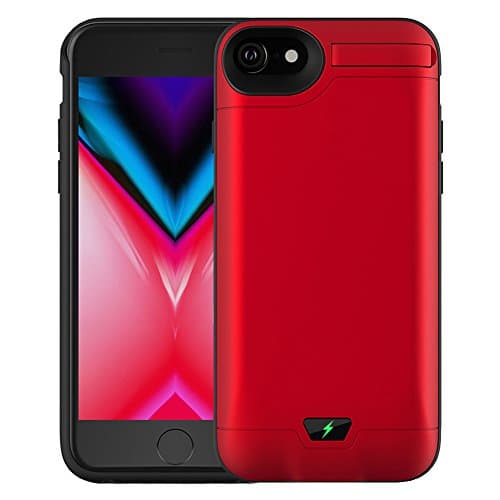 8000mAh iPhone 6 Plus / 6S Plus Battery Case,AUYOO Extended Rechargeable Backup Charging Case Protective Power Bank with Kickstand for iPhone 6+ / 6S+(5.5Inch)- Red