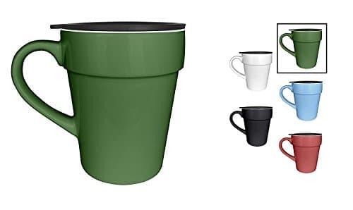 Set of 2 Ceramic Coffee Cup with Handle by Avito - 9 oz - Green - Microwave Safe - BPA Free - Best Value