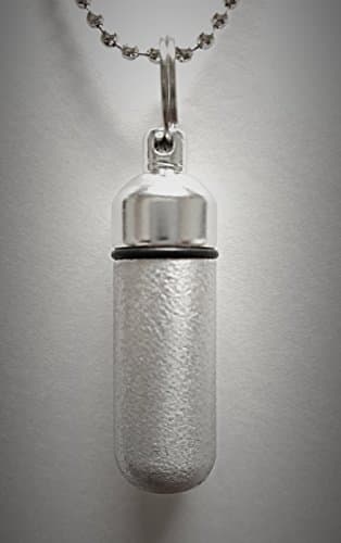 Memory Keepsakes Brushed Silver Personal Anointing Oil Holder/Vial with Engraved Heart - Includes Velvet Pouch. Ball-Chain, Funnel