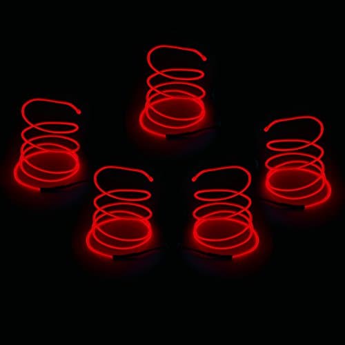Blazing Fun Shapable EL Wire, Neon Glowing Super Bright LED Cable/EL Wire with AA Battery Inverter for Halloween Christmas Party DIY Decoration, 5 by 1 Meter(Red)