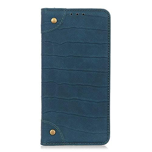 DENDICO Case for OnePlus 7 Premium Leather Wallet Case Crocodile Pattern Design Cover with Card Holder, OnePlus 7 Slim Shockproof Flip Case - Green