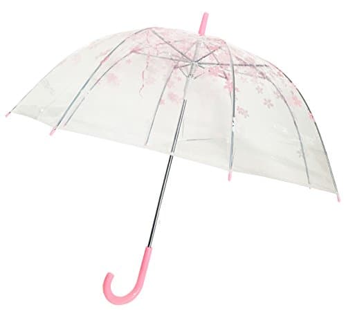 Pink Cherry Blossom Clear Umbrella, Automatic Clear Bubble umbrella,