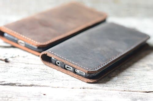 hand made Genuine leather wallet case for Samsung Galaxy note 8 COVER case