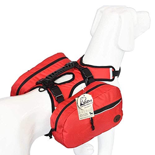 Dog Saddlebag Backpack Adjustable Tripper Hound Travel Backpack Bag Rucksack for Medium & Large Dog Camping Hiking, Detachable Pack Instantly Turns into Harness